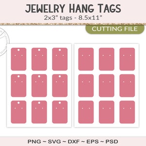 Earring display card template, 2x3" jewelry hang tag packaging, design your own with a silhouette or cricut cut file, PSD, PNG, SVG (JT14B)