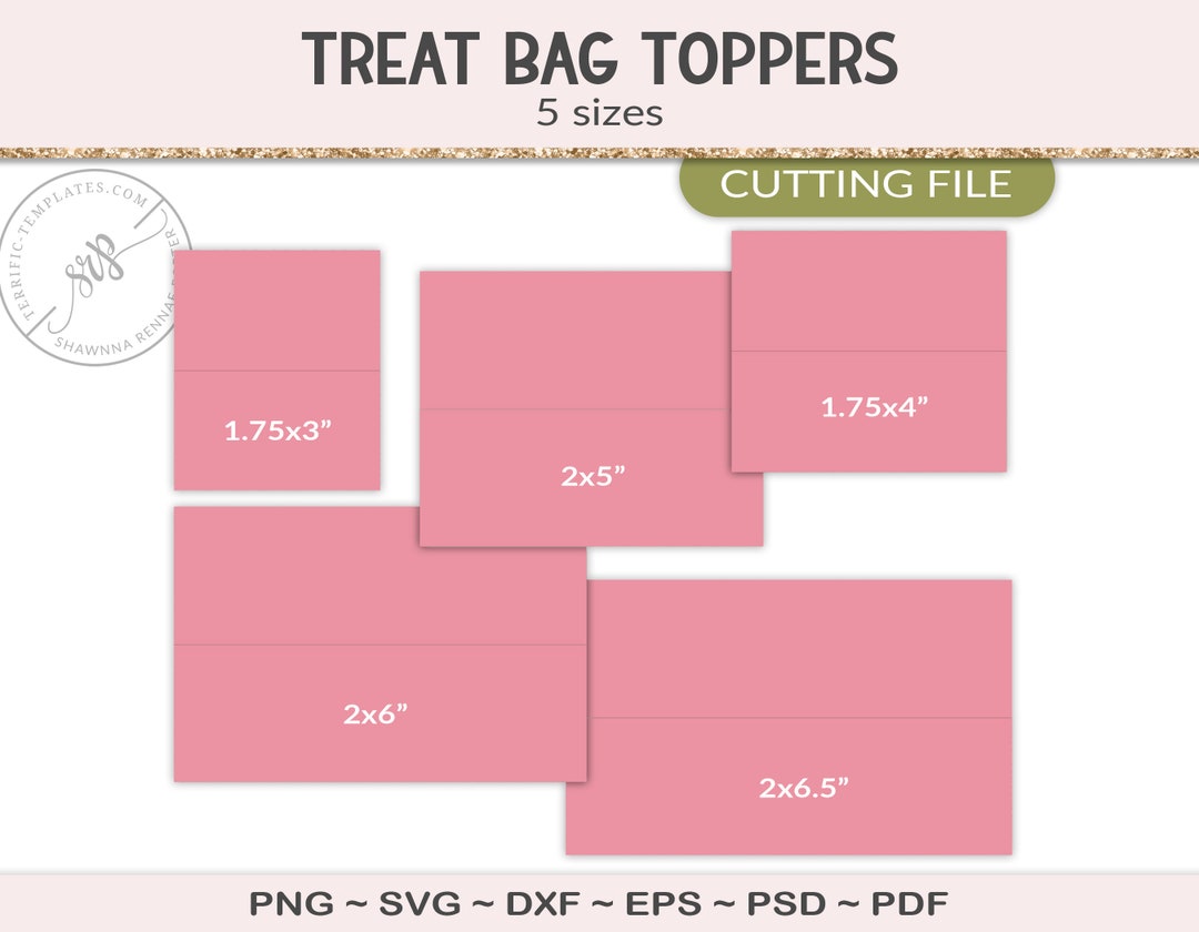 Bag Topper Templates, 5 Sizes, Party Printable Craft Template, Fold ...