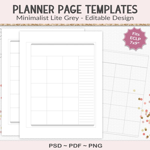 Editable calendar template, binder journal pages, 2 page spread ECLP replacement pages for planner designers, PSD (EC02)