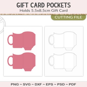 Mug pocket template, gift card party printable craft template, gift card sleeve, credit card holder, commercial use PSD, PNG, SVG (GT18)