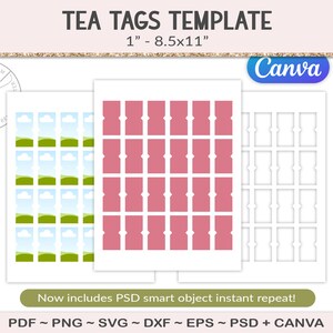 Tea Tag Template, Party Printable Craft Template, Tea Bag String Tags ...