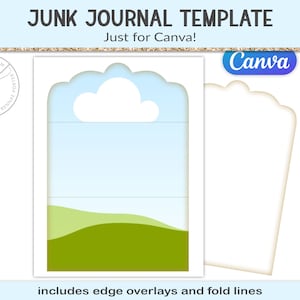 Tri fold folio, Canva junk journal template, fold-over envelope card, printable paper craft supply, scrapbooking (JJC11)
