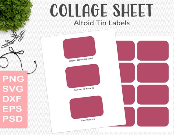 Altoid Tin Label Template Inner or Outer Label Collage - Etsy