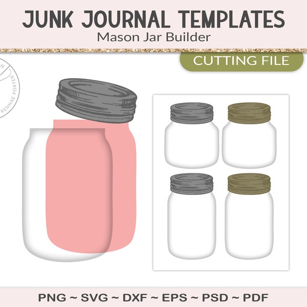 Mason jar tag builder, make your own, junk journal template, blank SVG cutting file, printable craft supply, vintage scrapbooking (JL85)