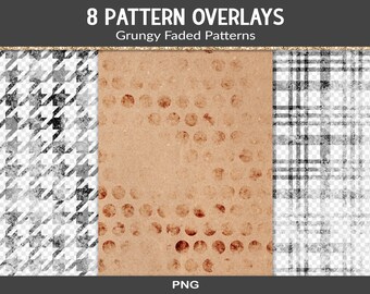 Grungy pattern overlays, PNG paper patterns, faded overlays, distressed pattern overlays, digital junk journal design elements (RY13)