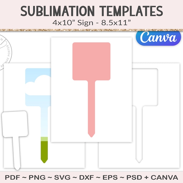 Garden sign sublimation template, cutting file for JP Plus planter stake blanks, yard sign stake, digital canva file + SVG, EPS (AS19)