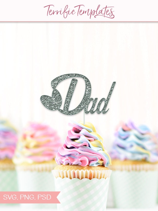Happy Father's Day cake topper digital graphic in solid | Etsy