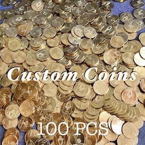 Juego de monedas personalizadas / Monedas personalizadas / 100 piezas de fichas de recuerdo de boda grabadas con láser personalizadas