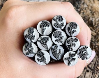 Birth Flowers METAL STAMPS SET || Floral Metal Die || Metal Stamps || Jewelry Punch Stamp | Steel Stamp | Tiny Metal Stamp