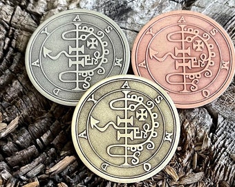 SEAL OF ASMODAY || Goetia Coin || Asmodeus || Magical Amulet || Talisman || Goetia TokenPendant | Keychain ||Pin badge
