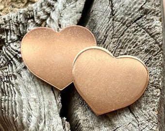 HEART Shaped Copper Blanks (28x25mm-1.1"x1") || 10-500 Stamping Blanks (2mm thickness, 12 gauge)