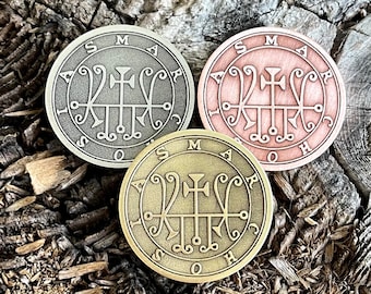 SEAL OF MARCHOSIAS || Goetia Coin || Marchocias || Coin, Pendant, Keychain, Pin badge 33mm (1.25 inch); 40 mm (1.5 inch)