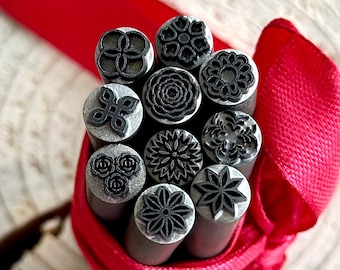 FLORAL DESIGNS  Metal Stamps || Flower Design Metal Die || Floral Metal Punch Stamps || Jewelry Punch Stamp | Steel Stamp | Tiny Metal Stamp