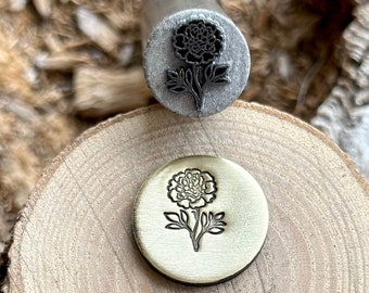 Sello metálico MARIGOLD // Troquel metálico de flor // Sellos metálicos // Perforadora de impacto // Sello perforador para joyería / Sello de acero / Sello metálico pequeño