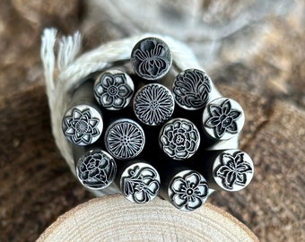 Conjunto de carimbos de metal com flores de nascimento || Matriz de corte floral em metal || Carimbos de metal || Carimbo para joias | Carimbo de aço | Carimbo de metal pequeno