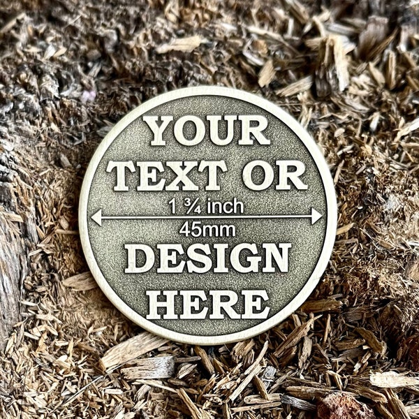 CUSTOM Coin || Custom Engraving Coin || Pendant || Keychain || Pin Badge (45 mm-1 3/4 inch)