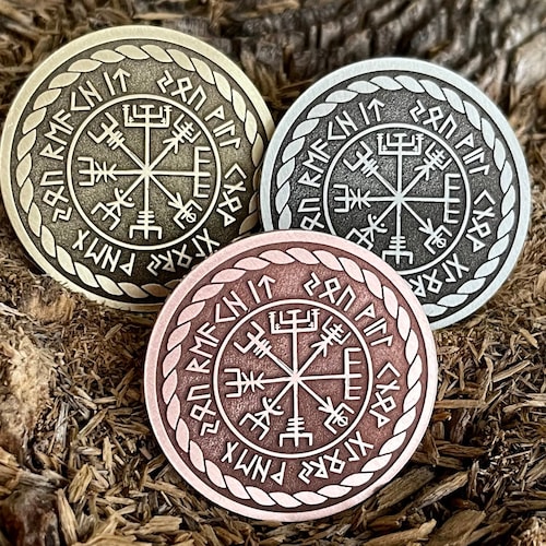 VEGVISIR WAYFINDER Viking Compass Coin Pendant Etsy