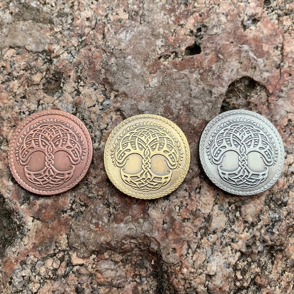 YGGDRASIL Tree Of Life Coin || Pedant | Keychain | Pin badge (25mm-1")