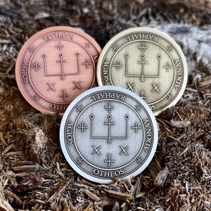 ERZENGEL RAPHAEL SIEGEL || Siegel des Erzengels Raphael || Magisches Amulett || Talisman ||  Erzengel Token | Münze, Anhänger, Schlüsselanhänger, Pin Abzeichen