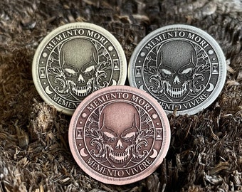 Pièce MEMENTO MORI || Pièce souvenir vive || Pièce stoïcienne || Pièce de rappel || N'oubliez pas que vous allez mourir || Pendentif | Porte-clés | Insigne à épingle