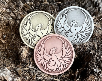PHOENIX Coin || Phenix Pendant || Talisman Of Luck || Magic Amulet || Phoenix Pocket Token || Keychain || Pin badge