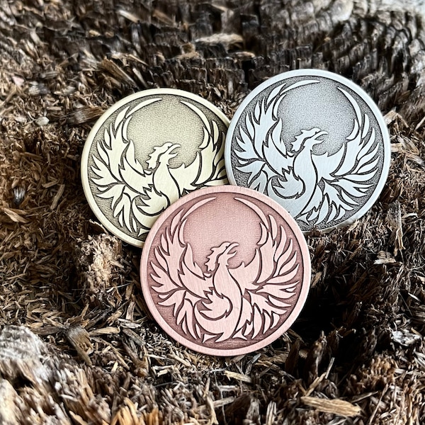 PHOENIX Coin || Phenix Pendant || Talisman Of Luck || Magic Amulet || Phoenix Pocket Token || Keychain || Pin badge