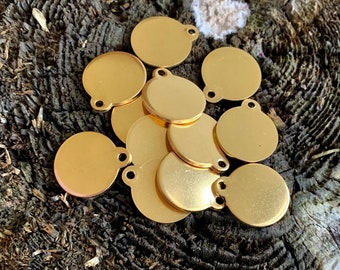 Ronde messing hangers 25 mm (1 inch) || 10-500 stempels voor hangers || 2 mm dikte | 12 gauge