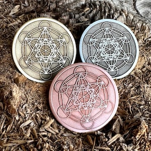 METATRON&#39;S CUBE Coin || Angel Metatron&#39;s Cube Coin || Amulet || Talisman || Pocket Token || Pendant, Keychain, Pin badge || Magical Talisman