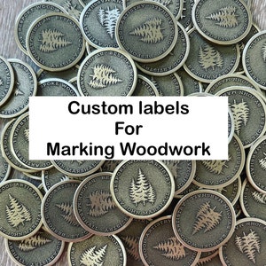 Benutzerdefinierte Etiketten zur Markierung von Holzarbeiten || Holz Produkte Etiketten || Personalisierte Holzetiketten 25 mm-1"; 33 mm-1,25"
