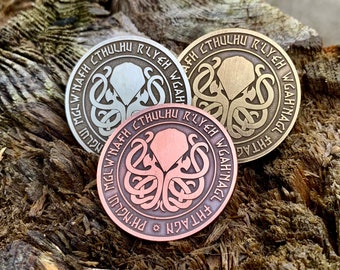 CTHULHU Coin || CTHULHU Token || Souvenir Coin || Pocket Token || Amulet || Norse Talisman || CTHULHU Keychain || Cthulhu pin badge