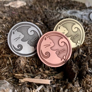 YIN and YANG Coin || Cat Yin Yang || Lucky Coin || Talisman || Amulet || Pocket Token || Pendant |Keychain | Pin Badge