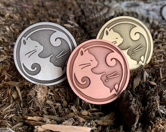 YIN and YANG Coin || Cat Yin Yang || Lucky Coin || Talisman || Amulet || Pocket Token || Pendant |Keychain | Pin Badge