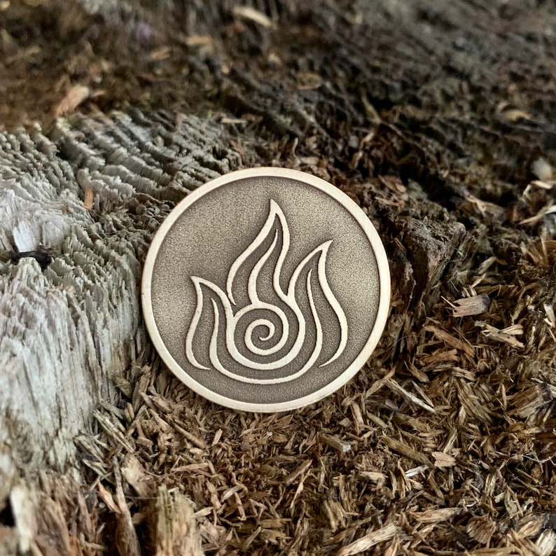 Coin Pendant Pin Badge The Last Airbender 4 Nations 33 mm, 1.25 inch; 40 mm, 1.5 inch Elements Fire Nation Keychain AVATAR