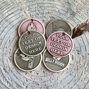 Juego de monedas personalizadas con agujero // Monedas personalizadas // Monedas de boda personalizadas con agujero // Colgantes con logotipo personalizado