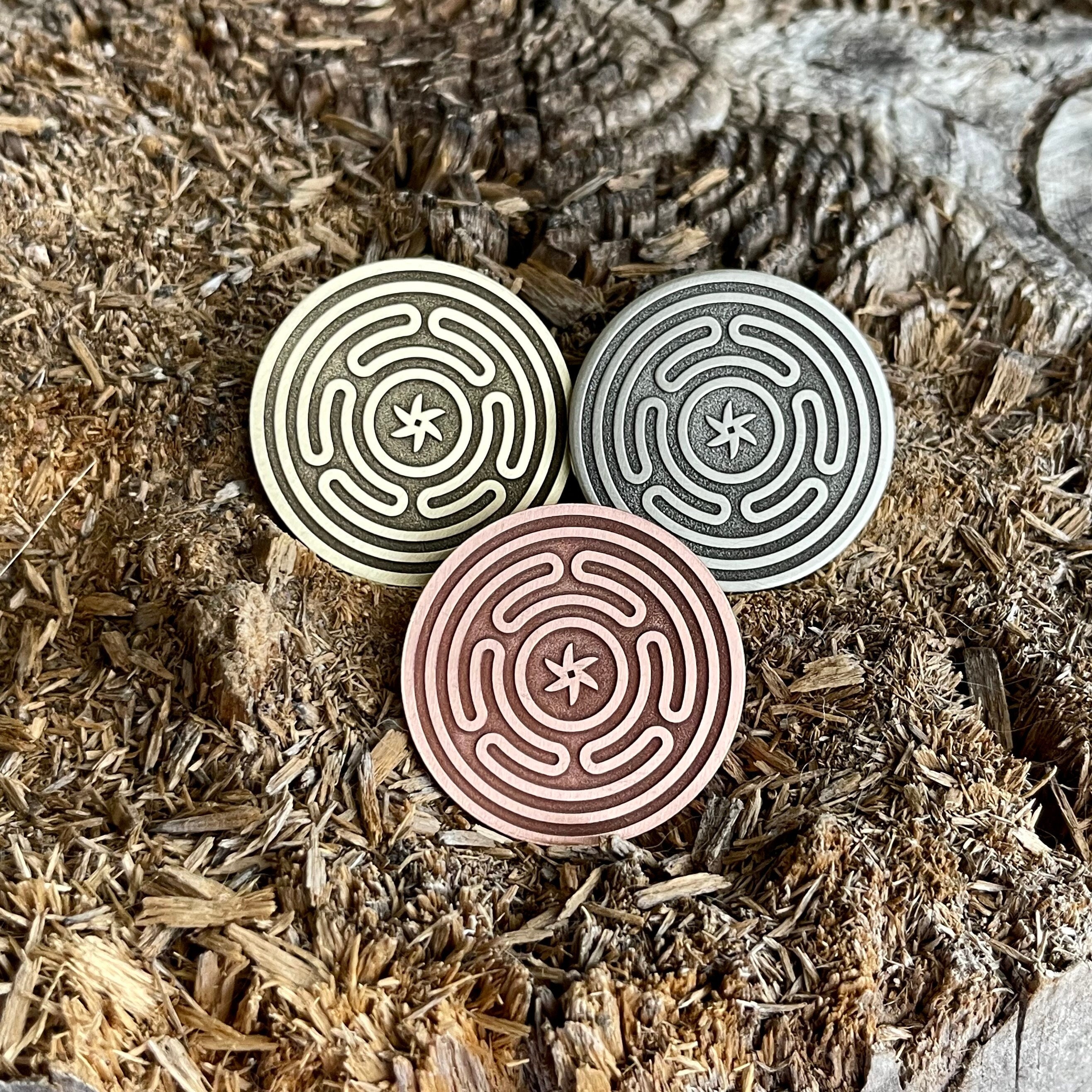 HECATE'S WHEEL COIN || Hecate's Wheel Coin || Pendant, Keychain, Pin badge || Magical Talisman || Amulet