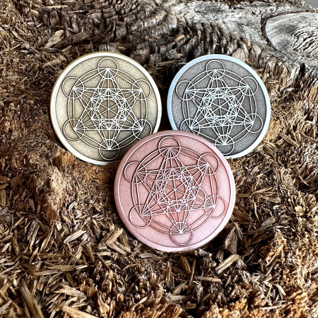 METATRON'S CUBE Coin Angel Metatron's Cube Coin Amulet Talisman Pocket