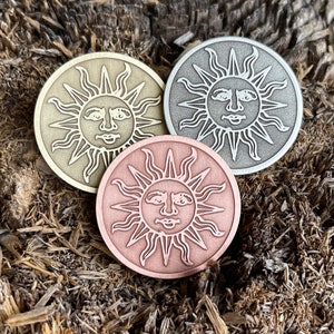 SUN Coin || SUN  Souvenir ||  Pendant || Keychain || Pin badge (33mm, 1.25 inch; 40mm, 1.5 inch)