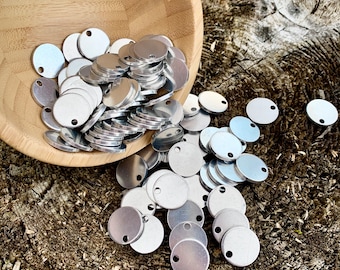 Round Aluminum Pendant Blanks 18mm || Stamping Aluminium Blanks With Hole || 2mm thickness || 0.708inch, 12 gauge