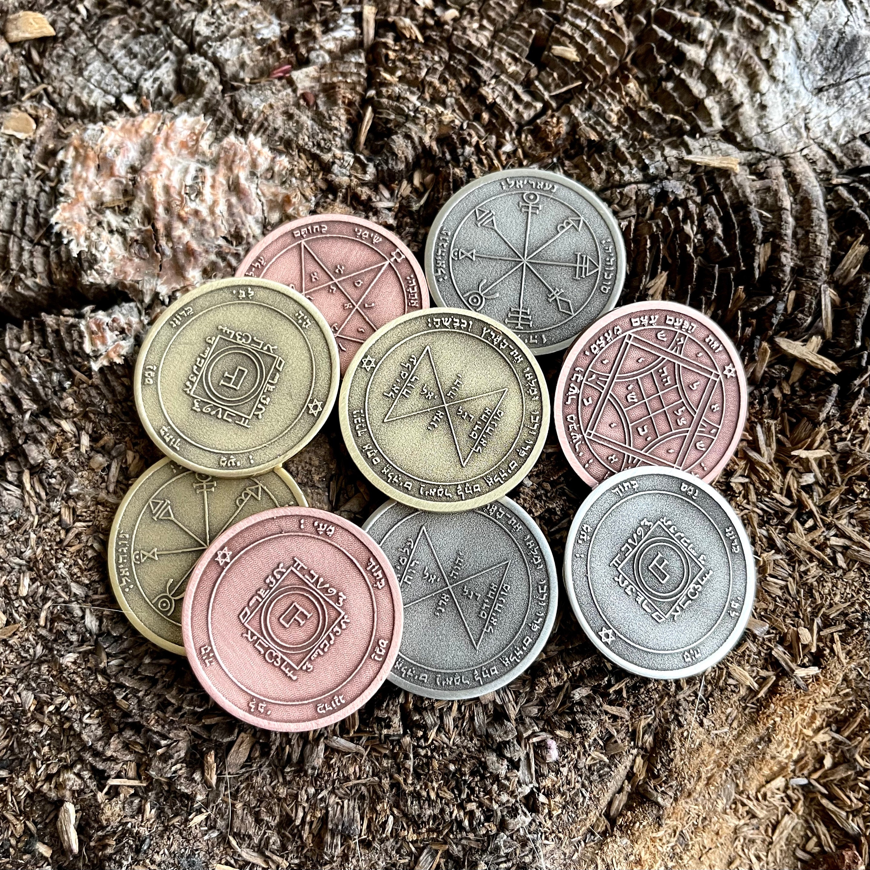 VENUS PENTACLE SEALS Coins Set || Solomon Seals Coin | 5 Solomon Venus Pentacle Seals Coins | Pendant | Souvenir