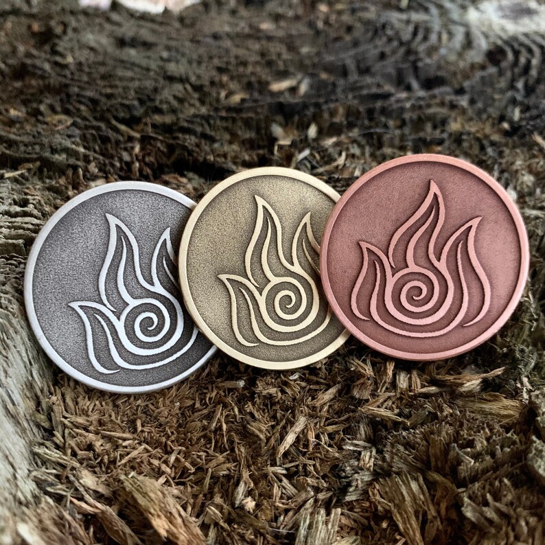 Coin Pendant Pin Badge The Last Airbender 4 Nations 33 mm, 1.25 inch; 40 mm, 1.5 inch Elements Fire Nation Keychain AVATAR