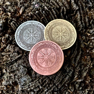 HELM OF AWE Coin || Helm of Terror Coin || Norse Coin | Pendant | Keychain | Pin Badge || magical Talisman | Amulet