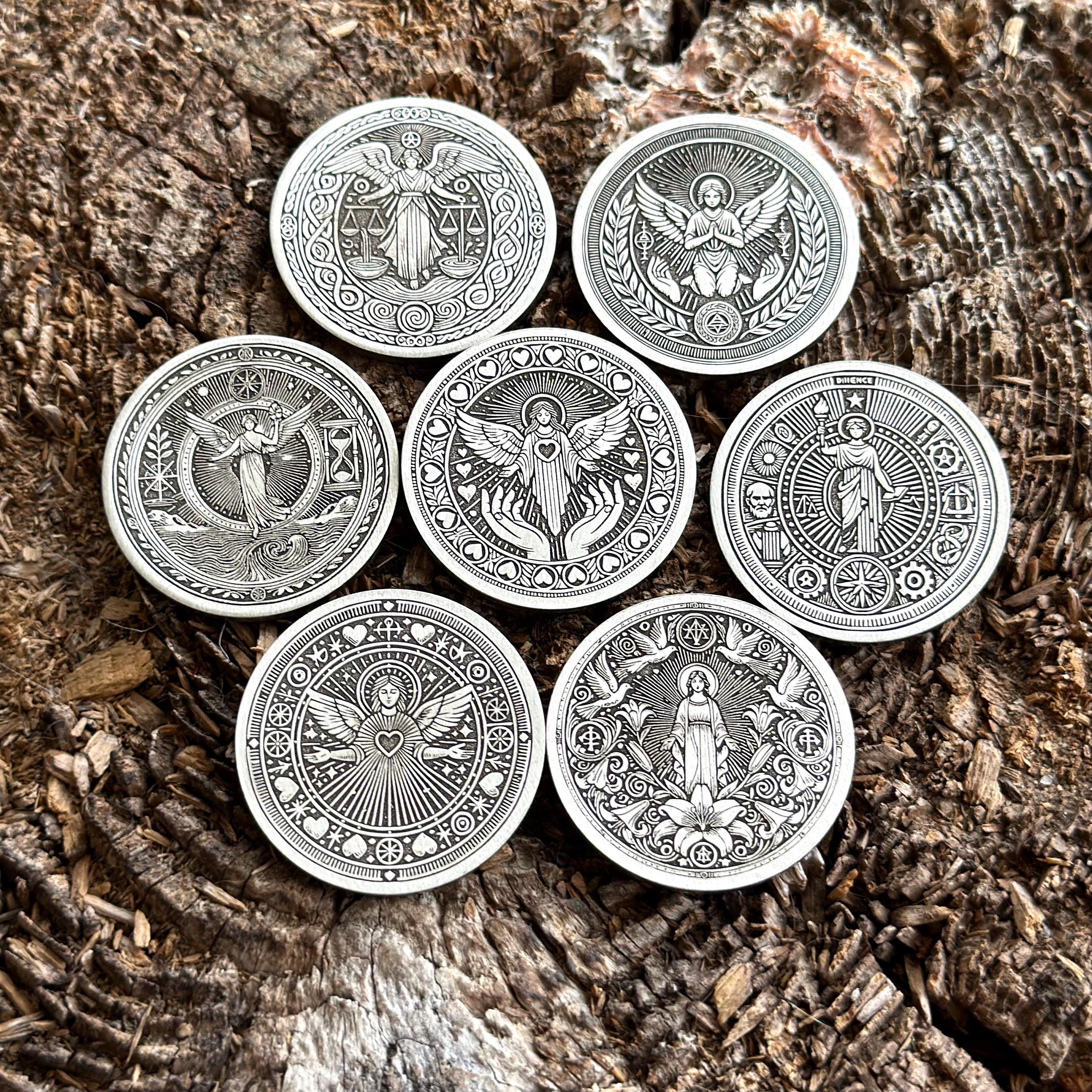 Seven Virtues Coins Set | Medallions of Seven Capital Virtues
