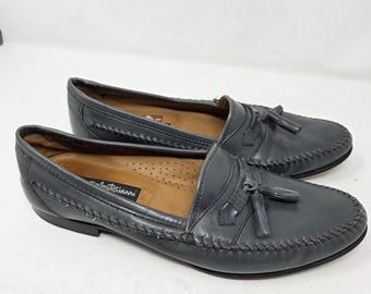 Stamati Mastroianni Loafers Mens Size 11.5 N Gray Leather Hand Made Italy Tassel