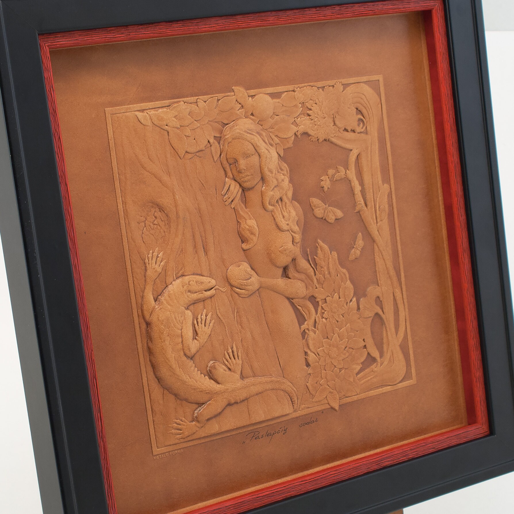 Framed Leather Artwork, Leather Artwork, Embossed Graphic Picture