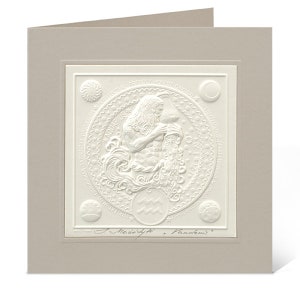 Aquarius, Zodiac, Postcard, Handmade, Embossed postcard, Embossed graphics, Horoscope, Birthday card, Celebration, Original gift