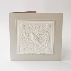 Astrology postcard, Cancer zodiac postcard, Zodiac sign, Handmade card, Postcard, Embossed postcard, Horoscope, Postcard for a friend