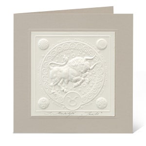 Postcard, Astrology sign, Taurus, Zodiac postcard, Celebration postcard, Embossed postcard, Original, Handmade, Horoscope, Elegant classic