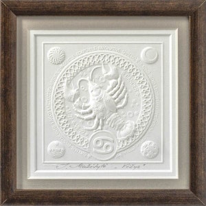 Cancer zodiac picture, Zodiac sign, Embossed postcard, Picture for a friend, Framed paper artwork, Handmade artwork, Eco friendly picture