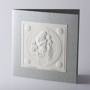 Zodiac, Aquarius, Postcard, Handmade, Embossed postcard, Embossed graphics, Business gift, Birthday card, Celebration, Horoscope