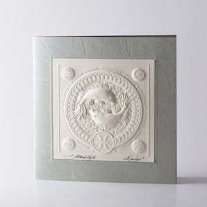 Pisces Zodiac sign, Handmade card, Timeless postcard, Embossed postcard, Postcards, Horoscope postcard